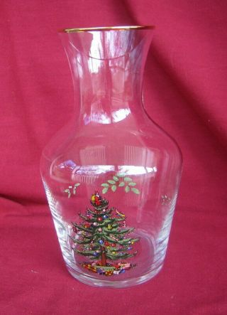 Spode Christmas Tree Glass Carafe Gold Rim Water Pitcher
