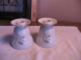 Johann Haviland Blue Garland Bavaria China - Candle Holders Set Of 2 - Vintage