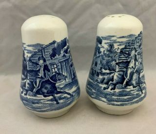 Staffordshire Liberty Blue - Salt & Pepper Shakers - Paul Revere - England