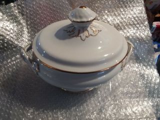 Vintage White And Gold Gravy/sauce Boat With Saucer