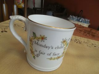 Vtg Royal Worcester China Cup Monday 