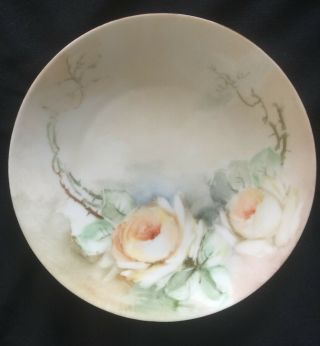 Vintage Silesia Porcelain Plate - Hand Painted - Floral Yellow Rose 