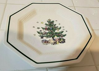Nikko Christmastime Octagonal Salad Plate Christmas Tree Presents