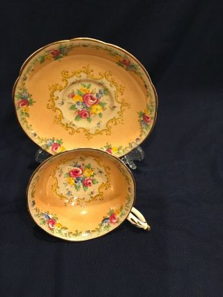 Yellow Floral Queen Elizabeth Paragon Tea Cup and Saucer NR 2