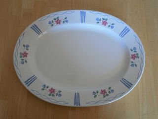 Pfaltzgraff Usa Bonnie Brae Oval Platter 14 In Blue White Pink Flowers