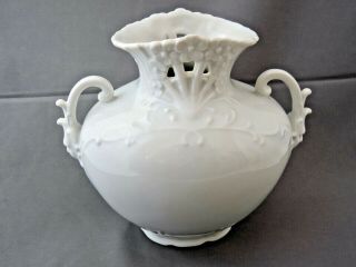 Vase,  6 " White Porcelain,  Great Embossing Design,  Ready For Painting Or Display