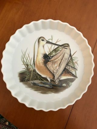 Vintage Lourioux Fire Proof Porcelain " Le Faune " Wild Bird 10 " Frenchquiche Dish