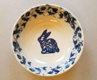 Tienshan Blue Sponge Folk Craft Rabbit Cereal Bowl