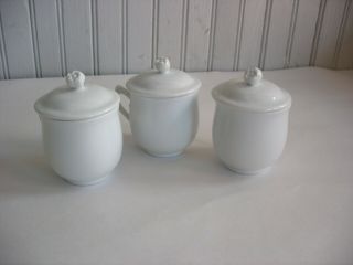 Set Of 3 Royal Worcester Porcelain Pots De Creme White Porcelain