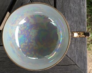Fruit Gold Iridescent Lusterware Footed Tea Cup Saucer Royal Sealy China Japan 4