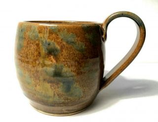 North Carolina Hand Thrown Pottery Coffee Mug Greenhill Pottery,  Brown,  Green