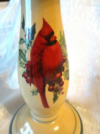 LENOX WINTER GREETINGS EVERYDAY RED CARDINAL CANDLE LAMP 3