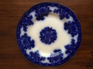 Antique Wharf Pottery Waldorf Semi Porcelain Flow Blue Dinner Plate