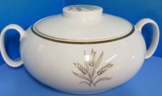 Golden Wheat Pattern By W.  S George Gold Trim Mid Century Covered Casserole Dish