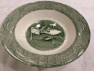 Rare The Old Curiosity Shop (green) By Royal 9” Round Vegetable Bowl,  Usa