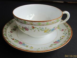 Antique Noritake " Nippon " Hand Painted Porcelain Tea Cup & Saucer