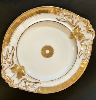 Antique Limoges Porcelain Handled Serving Plate Heavy Gold