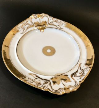 Antique Limoges Porcelain Handled Serving Plate Heavy Gold 3