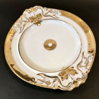 Antique Limoges Porcelain Handled Serving Plate Heavy Gold 5