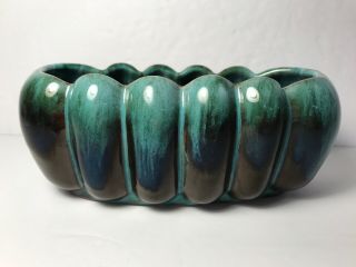 Vintage Green Teal Drip Planter Blue Mountain Pottery Oval Shape Mid Century 3