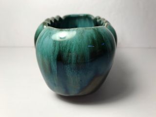 Vintage Green Teal Drip Planter Blue Mountain Pottery Oval Shape Mid Century 4