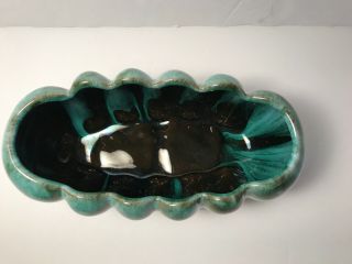 Vintage Green Teal Drip Planter Blue Mountain Pottery Oval Shape Mid Century 5