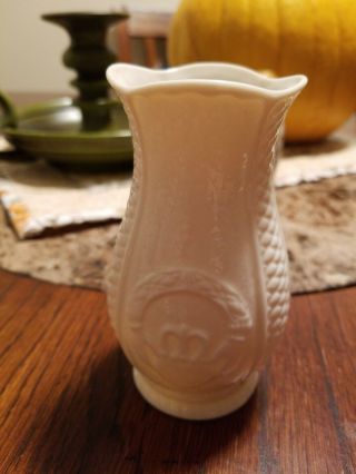 Irish Belleek Vase With Claddagh And Sailboat Cream Porcelain