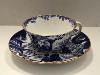 Royal Crown Derby Blue Mikado Asian Pattern Antique Bone China Teacup And Saucer