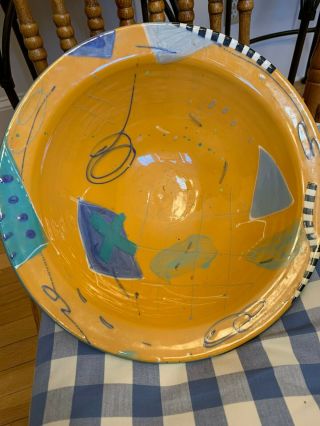 Hand Painted Ceramic Large Serving Bowl Signed Pottery 13 " Smith Moody Artist