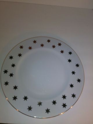 2x American Atelier Party Time Dinner Plates Gold Leaf Stars - Set Of 2