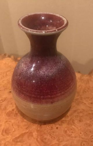 Vintage Signed A.  Huskey Pigeon Forge Studio Art Pottery Bud Vase 5” Tennessee