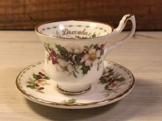 Miniature Royal Albert Teacup And Saucer “december” Flower Of The Month Series