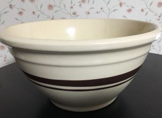 Vintage Mccoy Pottery Mixing Bowl Oven Ware 10 Inch Brown Stripe Usa 10