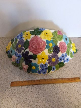 Vintage Wall Pocket Planter Ceramic Hand Paint Flower Basket