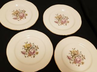 Cunningham & Pickett Stratford Dessert Plates 22k Gold Pink Floral Replacements