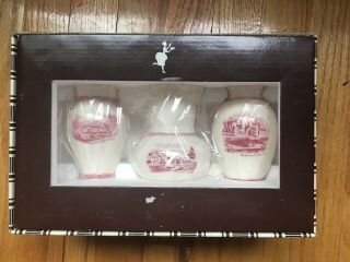 Johnson Brothers,  Old Britain Castles Pink Set Of 3 Mini Vases 4.  5 ",  Nib