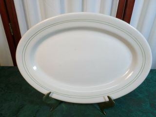 Vintage Tepco Restaurant Ware Green Pin Stripe Designed Oval Serving Platter