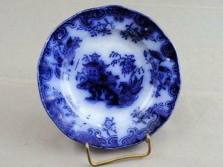 Antique Staffordshire Flow Blue Shanghae Cup Plate By Furnival Ca 1870