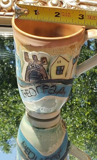 Hand crafted HP pottery COFFEE CUP MUG Belgrade,  Serbian Souvenir,  International 2