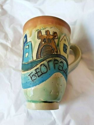 Hand crafted HP pottery COFFEE CUP MUG Belgrade,  Serbian Souvenir,  International 3