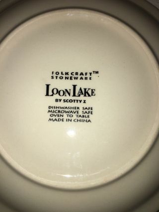 Set Of 2 Folk Craft Stoneware LOON LAKE by Scotty Z Salad Dessert Plates 5