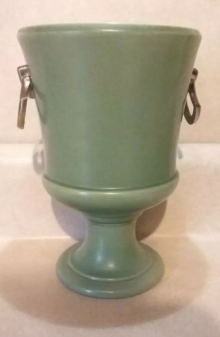Vintage Redwing Matte Green Pottery Twin Handle Vase Urn M - 1598