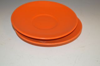 Franciscan Gmb Pottery Radioactive Flame Orange Saucers Set Of 2