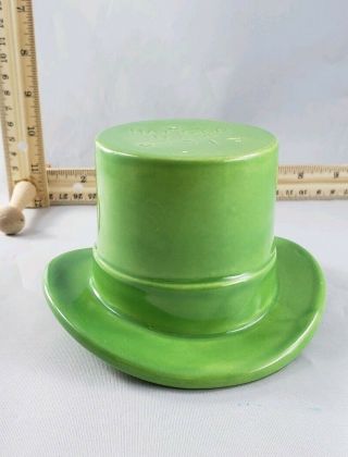 Vintage Haeger Pottery Kelly Green Top Hat Vase Toothpick Holder 331 Usa Marked