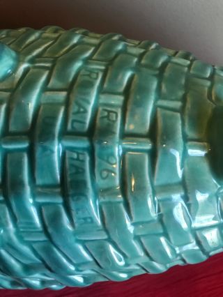 royal haeger pottery Cornucopia Horn Of Plenty Blue Green Holiday Centerpiece 4