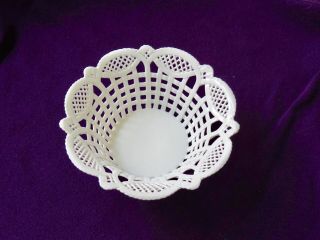 Porcelain Bowl Basket Woven Lattice Style,  5 1/2 " X 2 ",  Romamerica