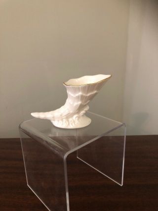 Lenox Small Figurine Cornucopia Horn Of Plenty With Gold Rim Usa 2 1/2 " Tall