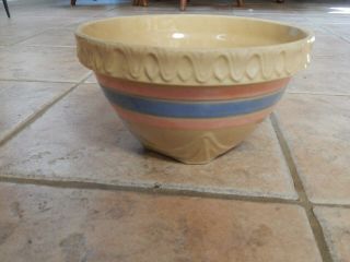 Vtg Mccoy Pottery Yellow Ware Mixing Bowl With Bands