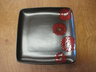 Home Red Solstice Zinnia Square Dinner Plate 10 3/4 " Black Red 4 Available