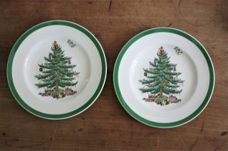 Set Of 2 Spode Christmas Tree Bread And Butter Plates 6.  5 " S3324